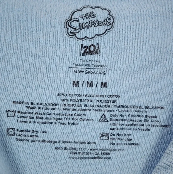 The Simpsons Men's Blue Graphic T-shirt, Size Medium - Picture 3 of 11